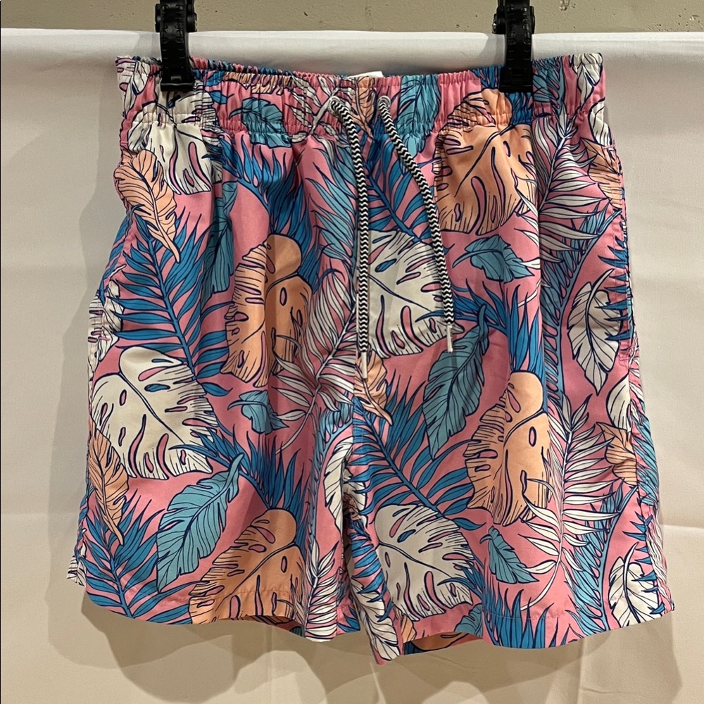 Men’s Boardies Lined Swim Trunks in Leaf Print